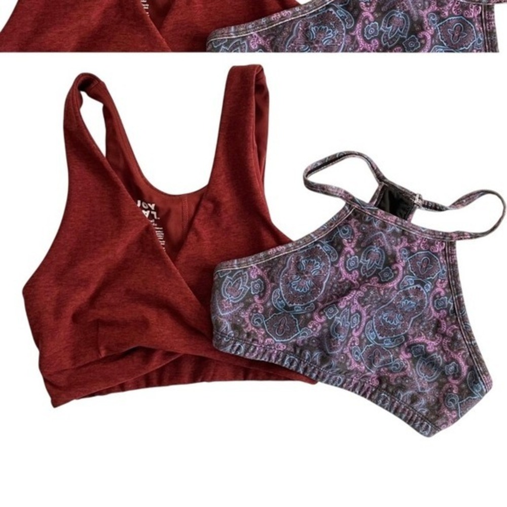 Joylab & Tilly's Boho Earthy Whimsy Mandala Print & Burgundy Sport Bra Set
